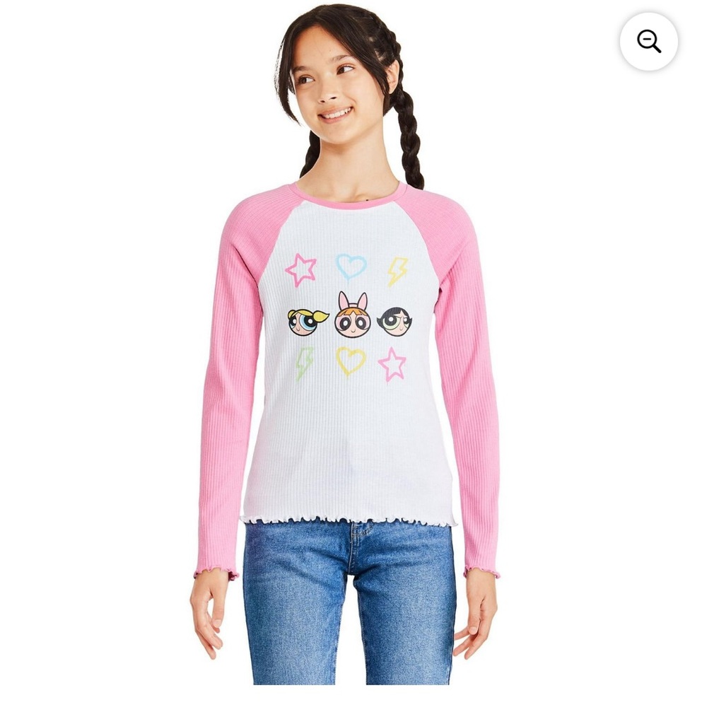 NWT The Powerpuff Girls Girls'  XL 14-16 Raglan Tee